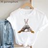 2024 Cute Rabbit Chubby Butt Animal Printed Tshirt Women Funny Tshirt Femme Summer Tops Harajuku Shirt Female T-Shirt