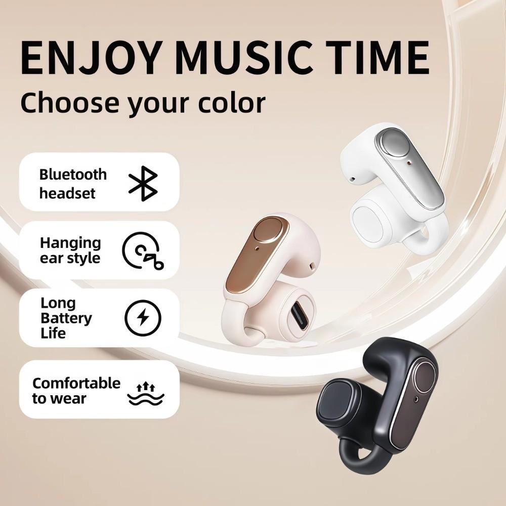 1pc Single Bluetooth 5.4 Ear Headphones Clip-On Headset Fashion Wireless Headphones