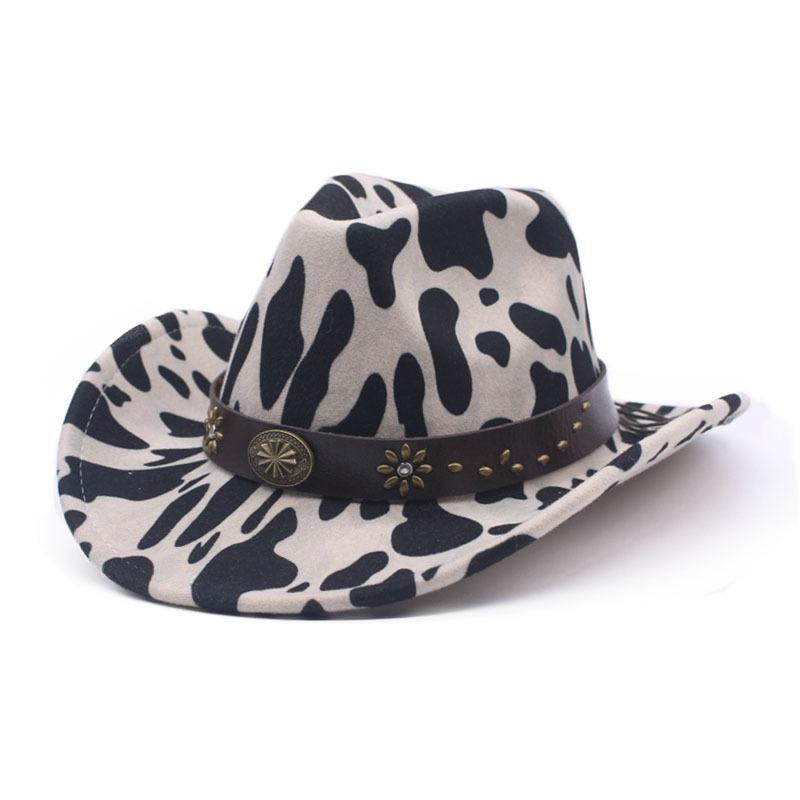 European, American and Western Cowboy Hat Cow Color Wool Hat Men's and Women's Big Eaves Autumn and Winter Outdoor Travel Warm Jazz Hat