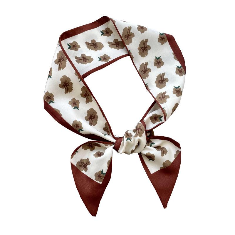 Retro Geometric Print Silk Scarf: Versatile Tie for Hair, Bags, and Headbands