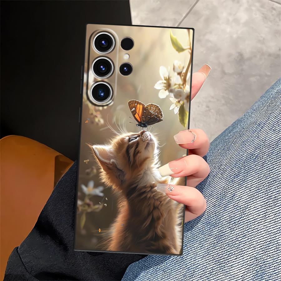 Case for Samsung Galaxy S26 Ultra S24 S23 S21 FE S10 S9 S25 Plus S20 Ultra Note 20 8 9 10 Funda Phone Cover Cute Cat