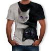 Summer Trendy Animal Cat Round Neck Short Sleeved 3D Digital Printed Men's Short Sleeved T-shirt