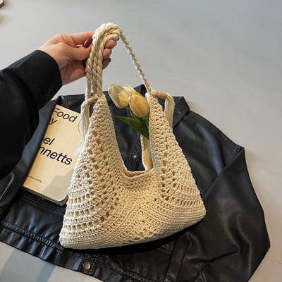 New Woven Bundle Shoulder Bag Large Capacity Hollow Personality Temperament Handbag Seaside Vacation Fashion Beach Bag