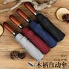 Fully automatic 10-bone wind-resistant solid wood handle lettering three-fold men's umbrella umbrella plus umbrella