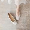 Flat single shoes women's shallow mouth square head bow simple and versatile casual and comfortable Doudou shoes women