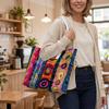 Bohemian Embroidered Tote Bag Colorful Ethnic Style Large Capacity Shoulder Bag for Daily Outdoor Use