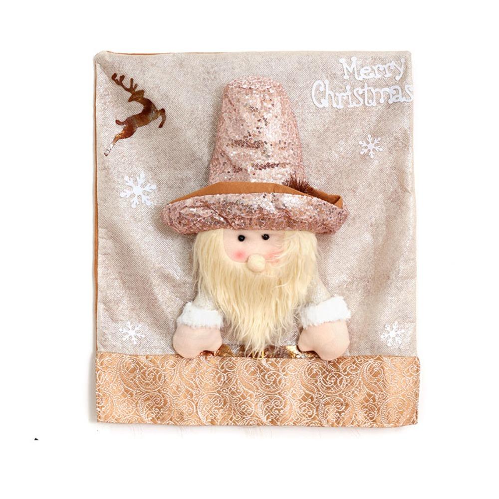 

Soft Xmas Dinner Chair Seat Cover Cartoon Seat Protector Christmas Table Decor New Year Supplies Beige Style1