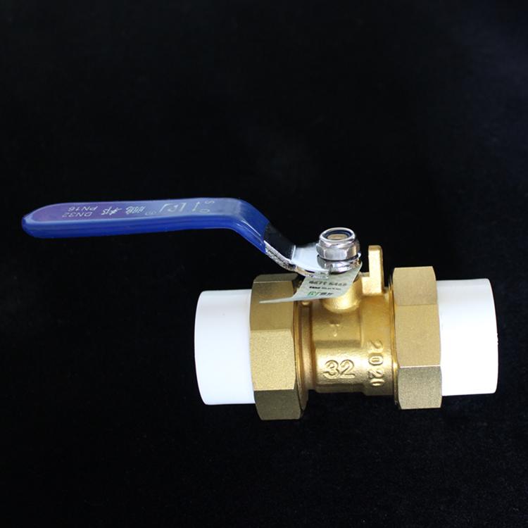 Pengbang Brass Double Union Ball Valve for PPR Water Pipe, 20mm & 25mm Fittings