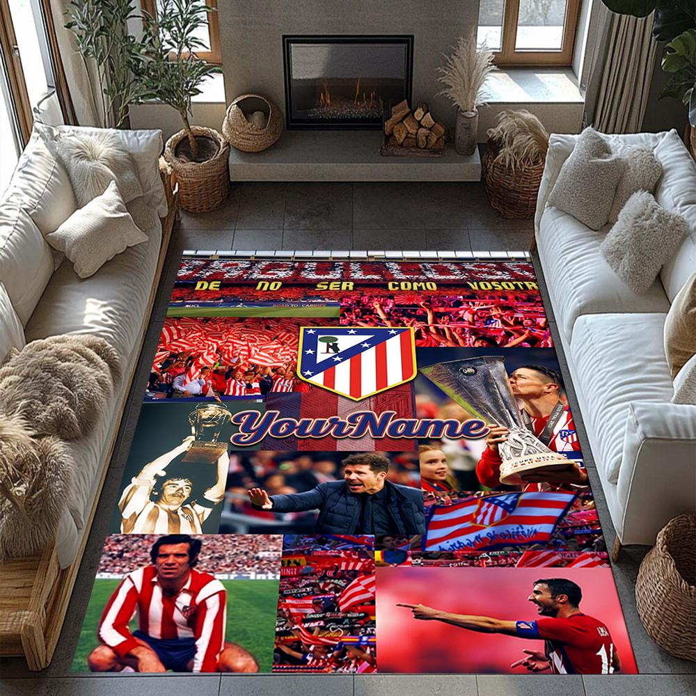 Atletico Madrid Customize Your Name Floor Rug Office Rug Suitable for Kitchen Dining Room Dormitory Playrooms Antislip Carpet Office home decor