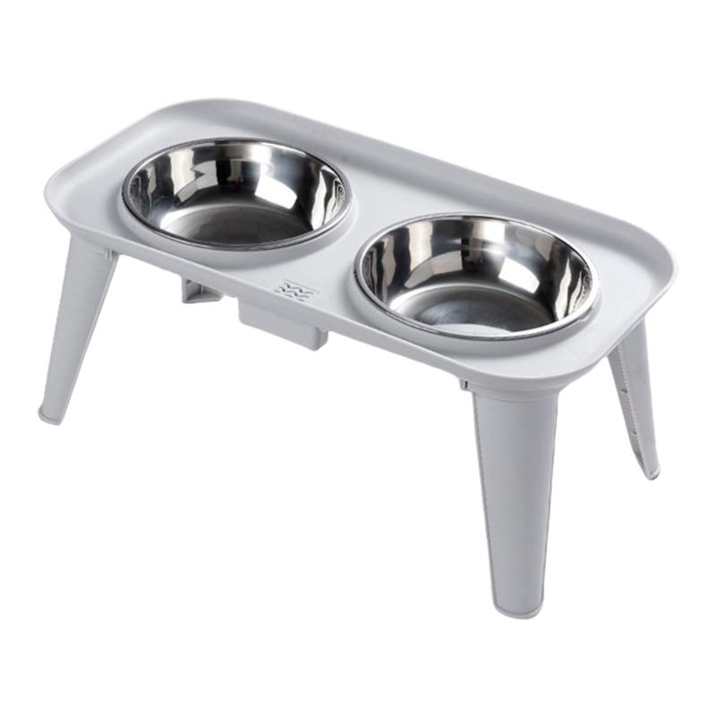 High Neck Relief Dog Dishes Stainless Bowl Durable Elevated Dog Bowl Spill Proof Base For Home Use