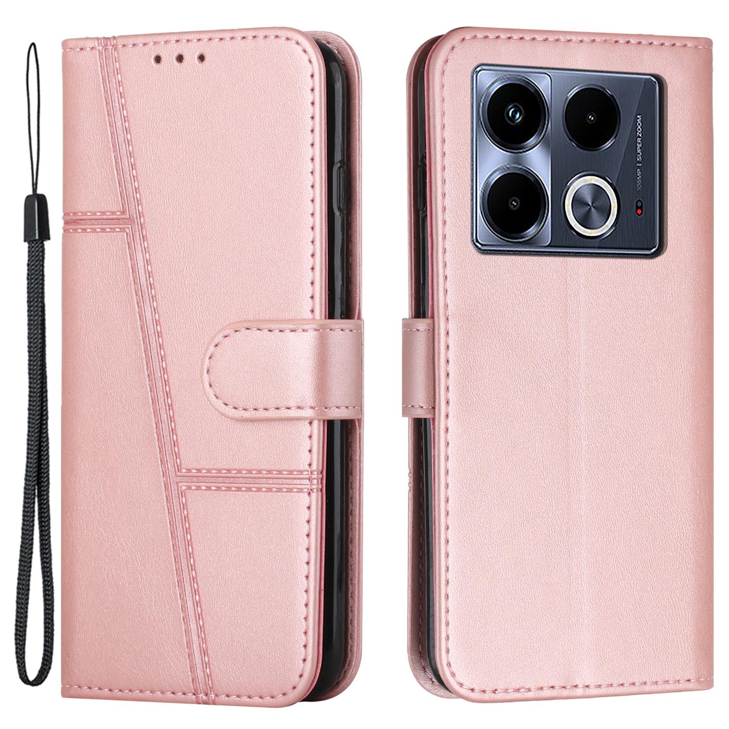 

For Infinix Note 40 5G Case Wallet PU Leather Phone Stand Cover Rose Gold