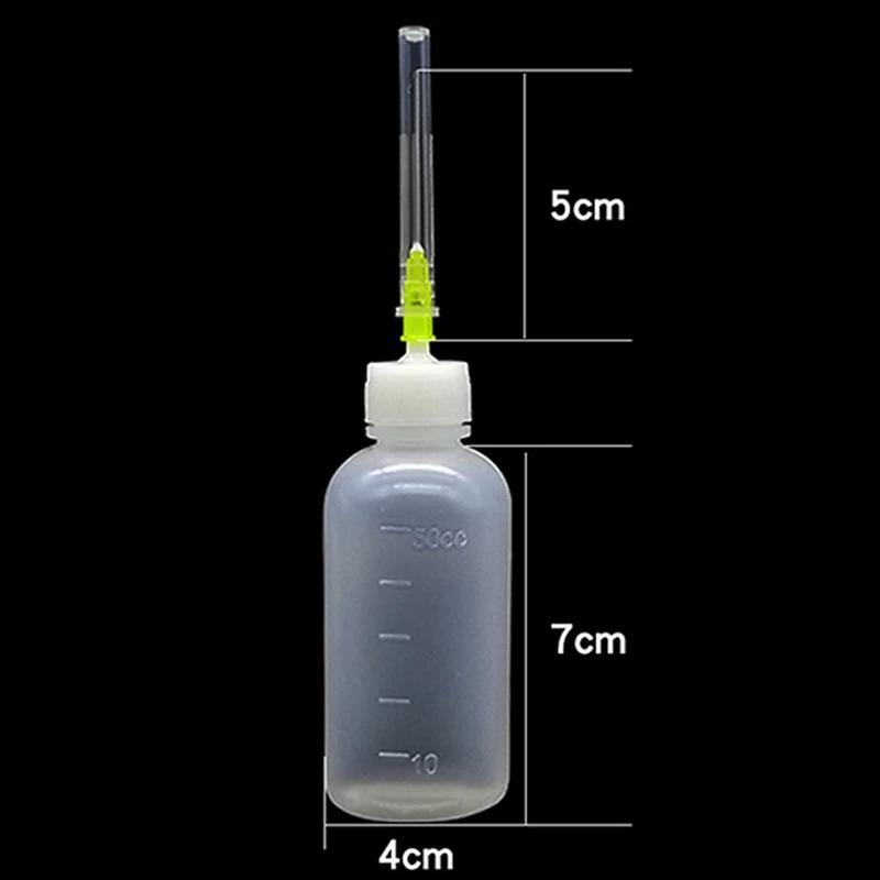 3pcs 50ml Transparent Polyethylene Needle Dispenser Bottle for Rosin Solder Flux Paste plus 3 Needles