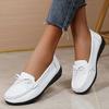 Spring Leather Wedge Women Flats Black Shoes Breathable Shoes Women Casual Shoes Female Plus Size