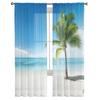Beach Sea Coconut Trees Modern Printed Tulle Curtains for Bedroom Balcony Window Decor Creative Fashion Home Sheer Curtain