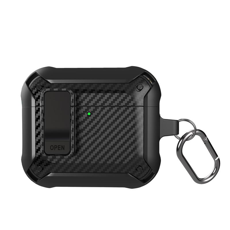 

New Luxury Carbon Fiber Texture Switch Earphone Case For Airpods 4 3 2 Pro 2 Shockproof Cover Airpods 4 Accessories Keychain For Airpods Pro чёрный