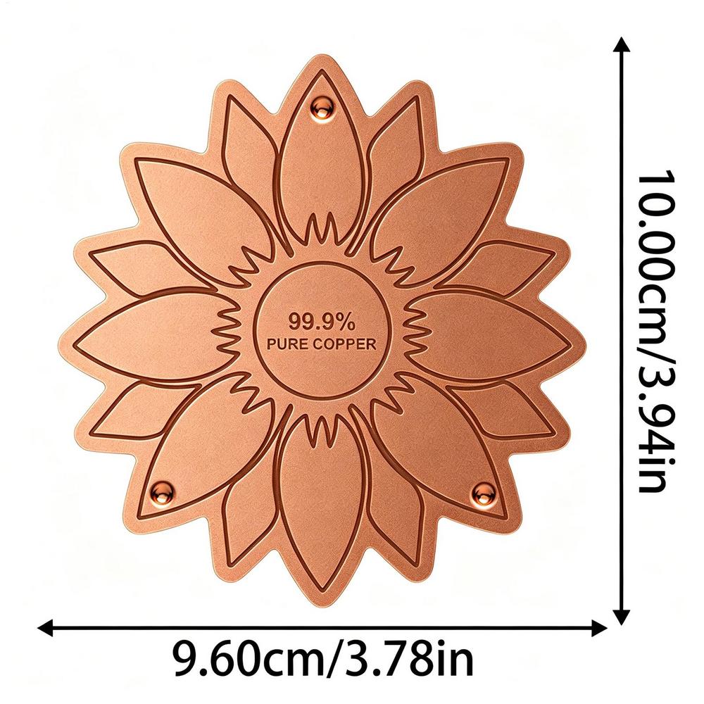 Bird Bath Copper Disk 0.6mm Thick Flower Shape Water Purifier Plate 3 Point Support for Outdoor Garden Patio Lawn Fountain