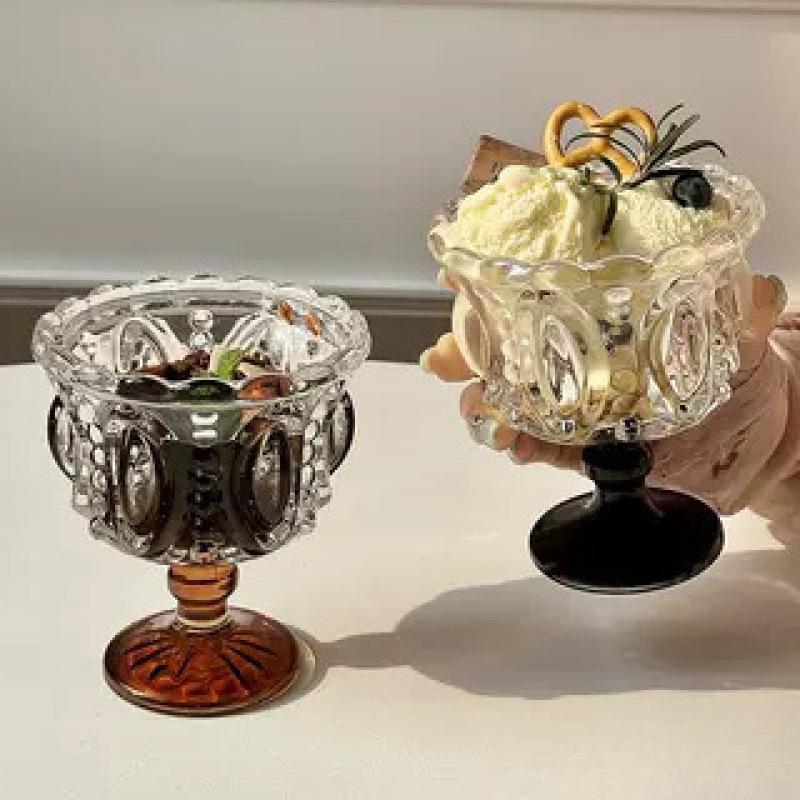 Cup Bird's Nest Cold Drink Cup Glass Dessert Palace Style Cup Household Ice Cream Yogurt Float