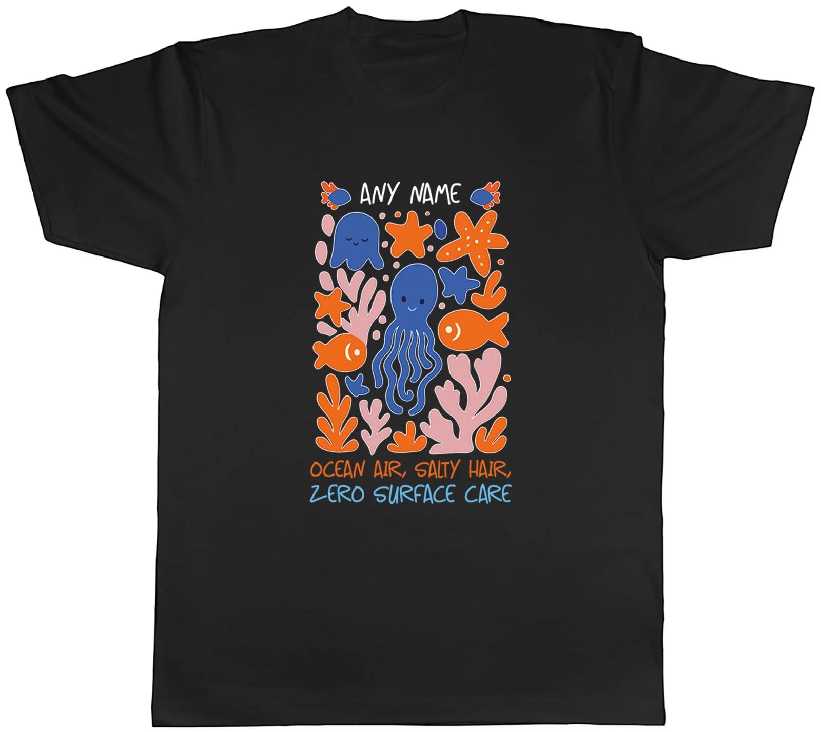 Personalised Ocean Air Salty Hair Zero Care Mens T-Shirt Tee Gift Top S