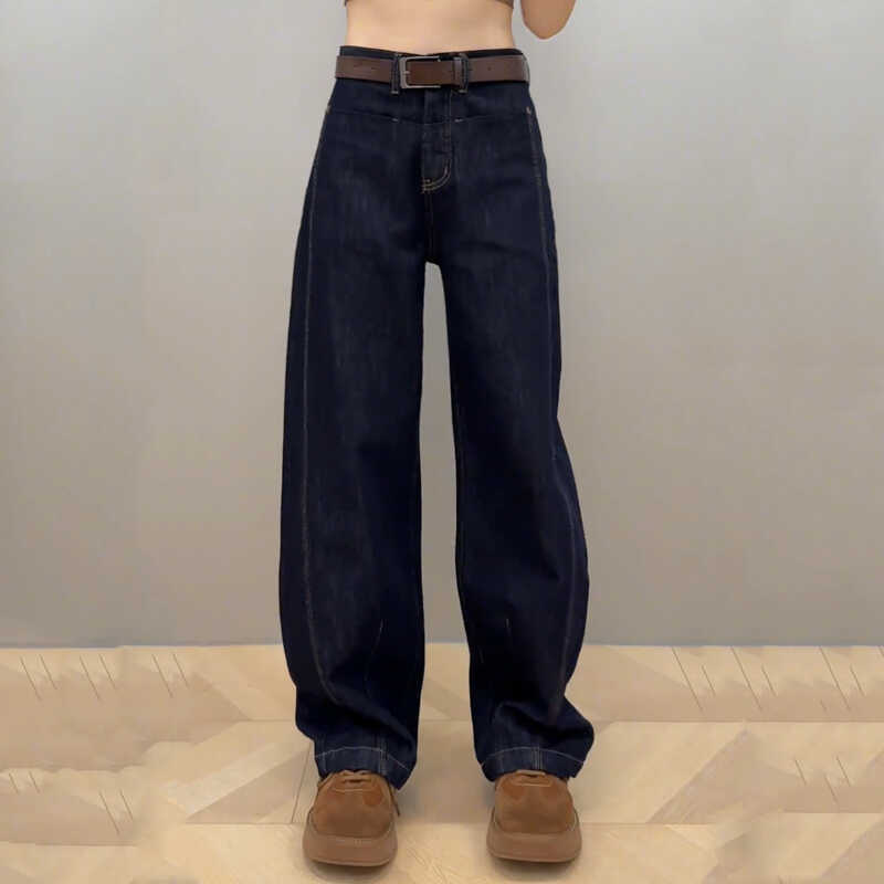 Women s High Waist Banana Wide Leg Jeans Loose Fit Office Commuter Non Stretch Curved Floor Length Denim Pants S