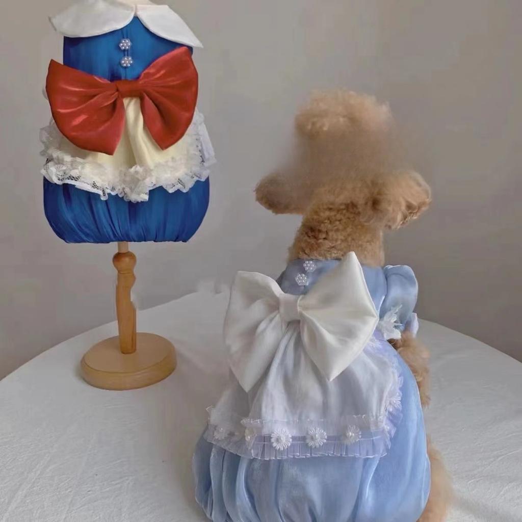 Pet Big Bow Dress Dog Cat Clothes Pet Princess Dress Teddy Bear Small Dog Spring and Summer Puppy Clothes for Small Dogs