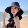 Summer new hat women's neck protection shawl hat sunshade sun protection hat bow bucket hat advanced sense
