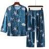 Women's Cotton Silk Pajama Set: Long-Sleeve Top & Trousers for Middle-aged & Elderly, Spring/Summer. Perfect As Homewear or Outerwear.