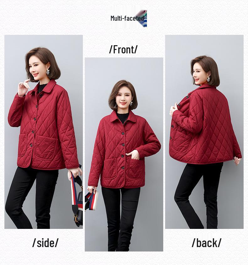 Mamas Neue Mode Leichte Gesteppte Baumwolljacke - Lässig Einfarbig für Mittelalte und Ältere Frauen