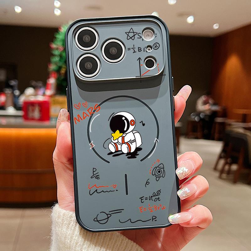 Case For iPhone 17 Pro Max Creative Astronaut Formula Print Magnetic For Magsafe Hybrid Slim Matte Cover For iPhone 16 15 14 13 Pro Max