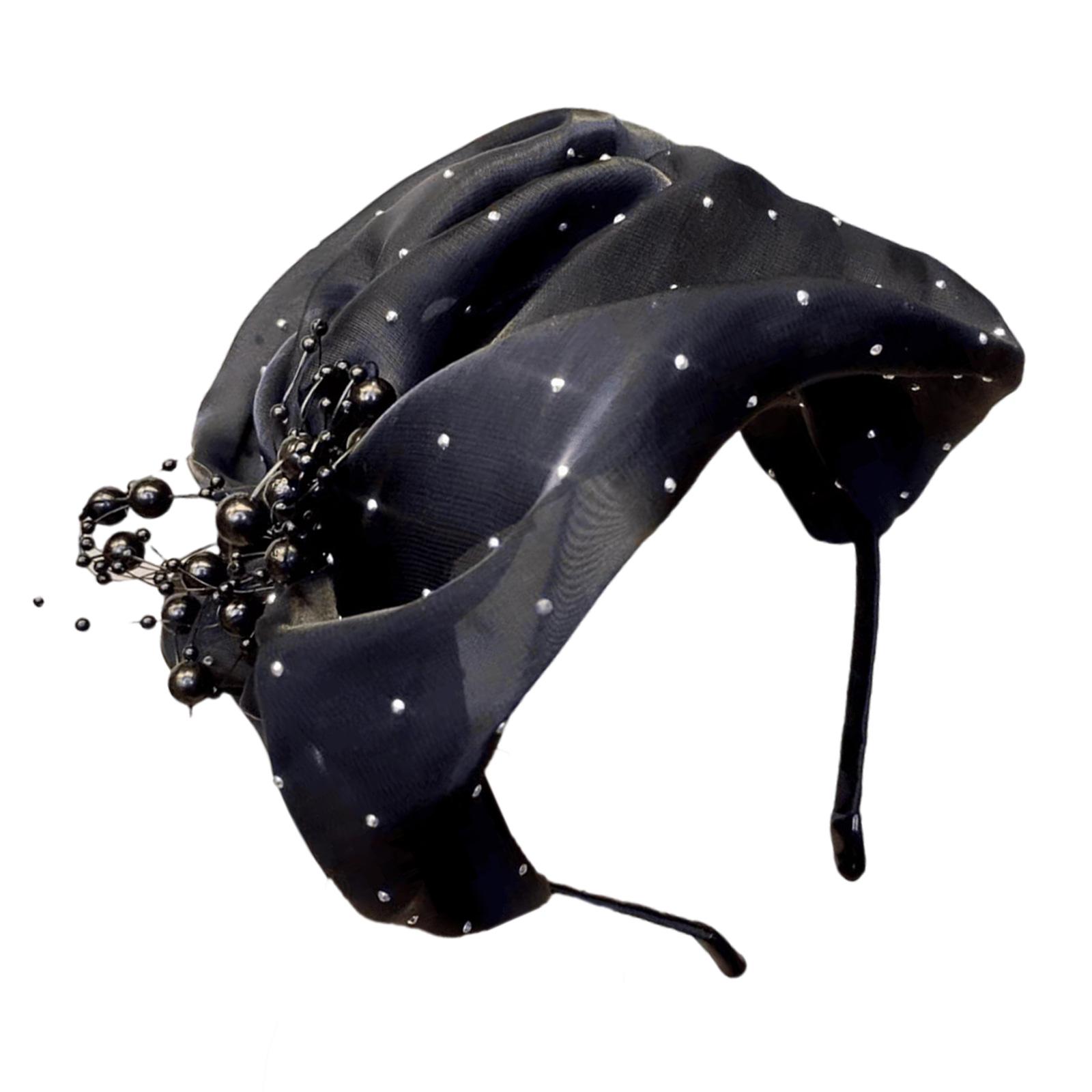 

Шляпка-фасинатор на ободке для женщин, головной убор на Хэллоуин с бисерным украшением для волос, головной убор, украшение для волос для вечеринки чёрный