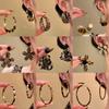 Silver Needle Resin Leather Leopard Geometric Flower Stud Earrings – High-End Autumn/Winter Fashion for Women