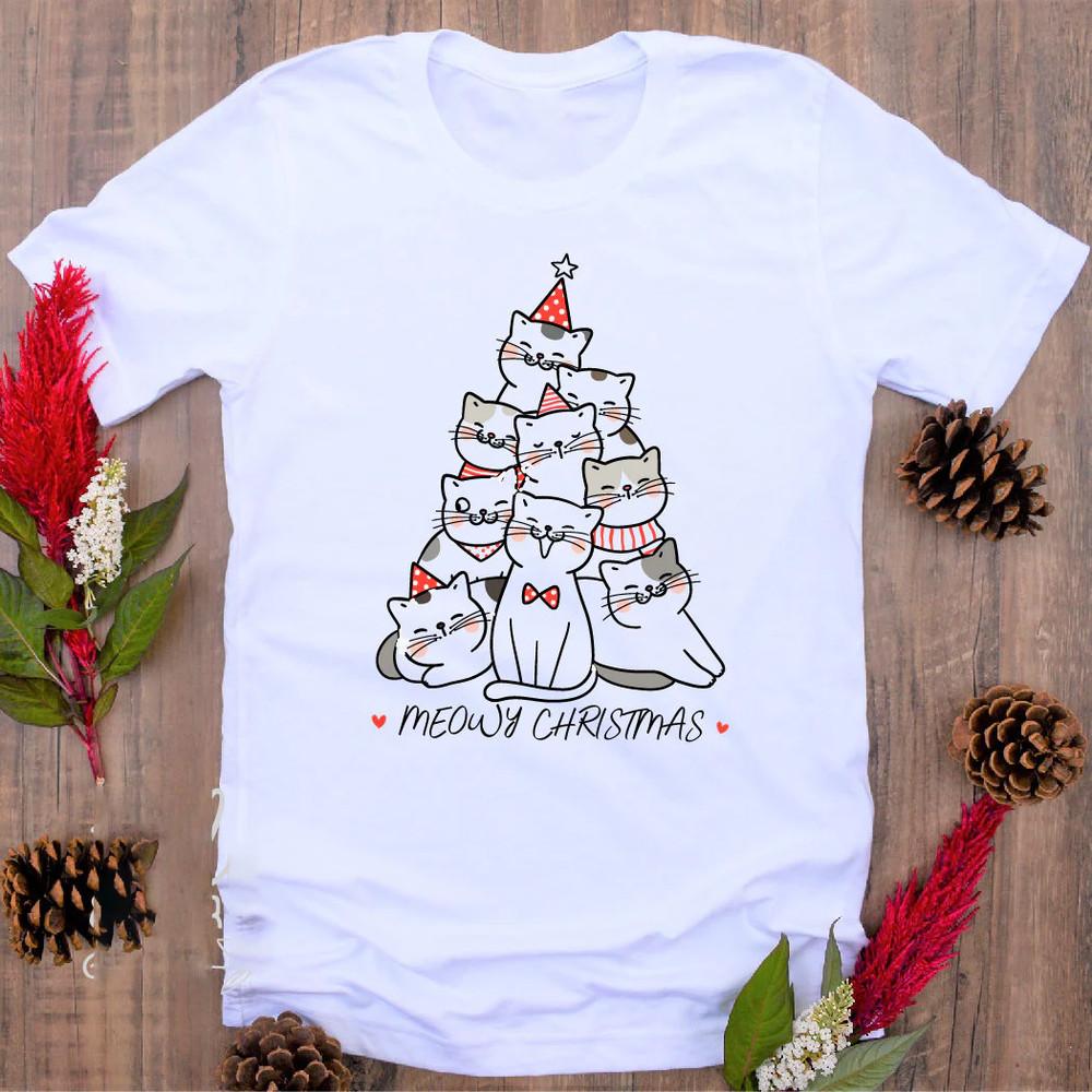 New! Meowy Christmas T-Shirt Gift Fan S To 5XL JJ5766