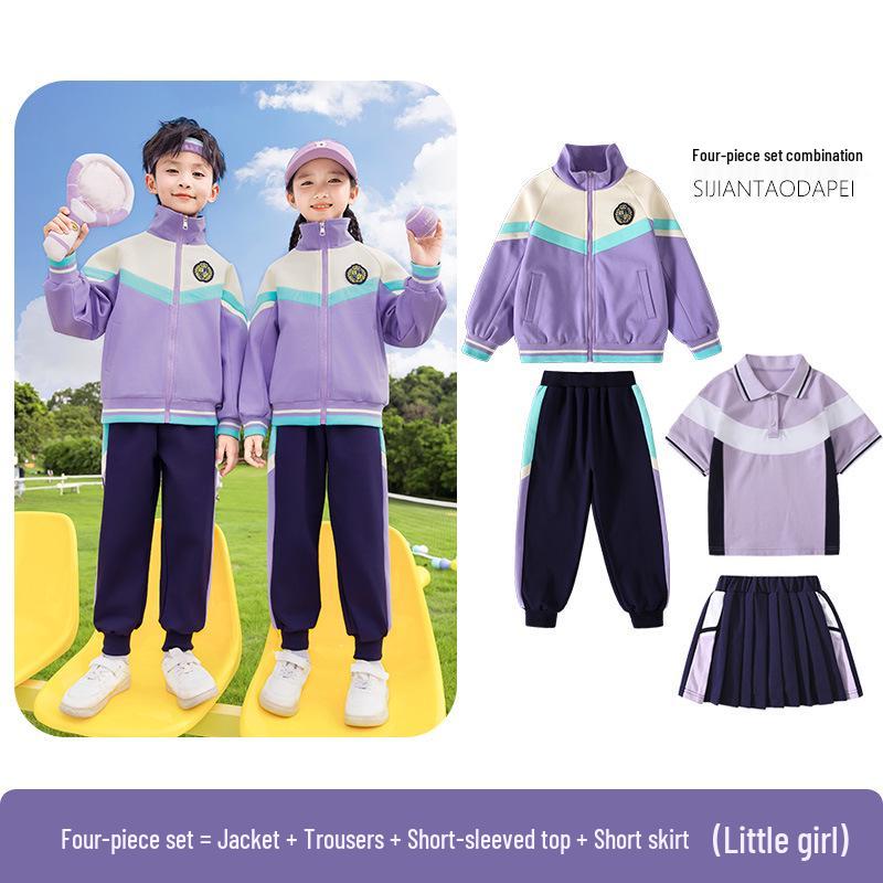 Girls' Kindergarten Academic Style Uniform: Spring/Autumn Three-Piece Set for Primary School Students - Performance & Sportswear