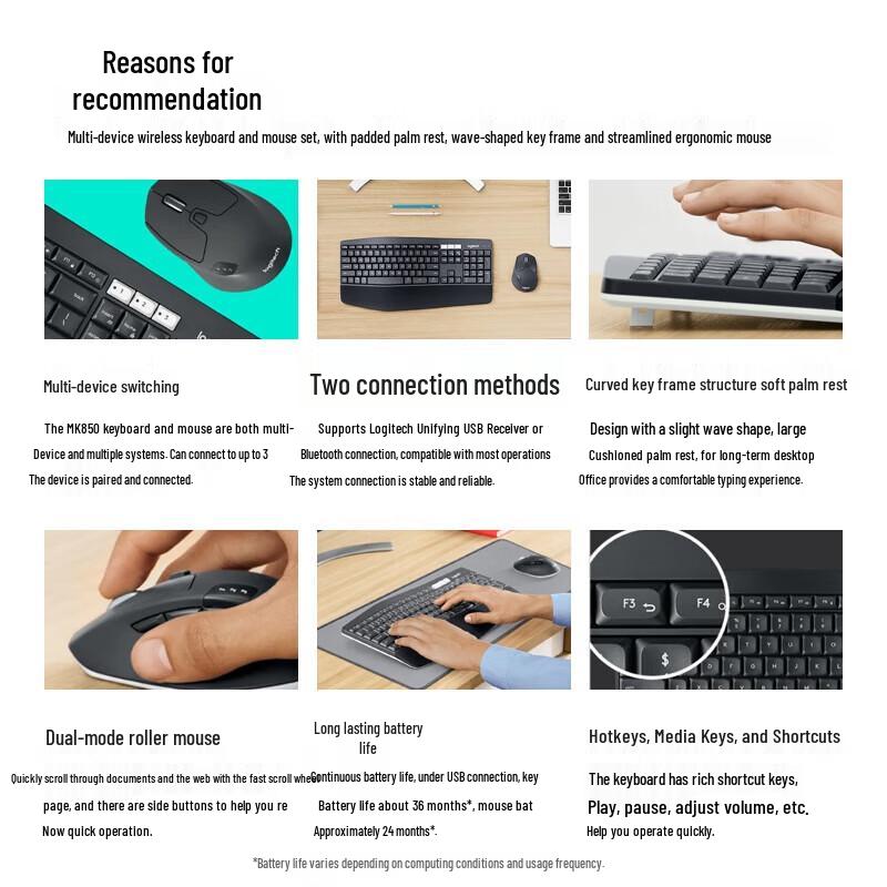 Logitech MK850 Wireless Bluetooth Keyboard and Mouse Combo