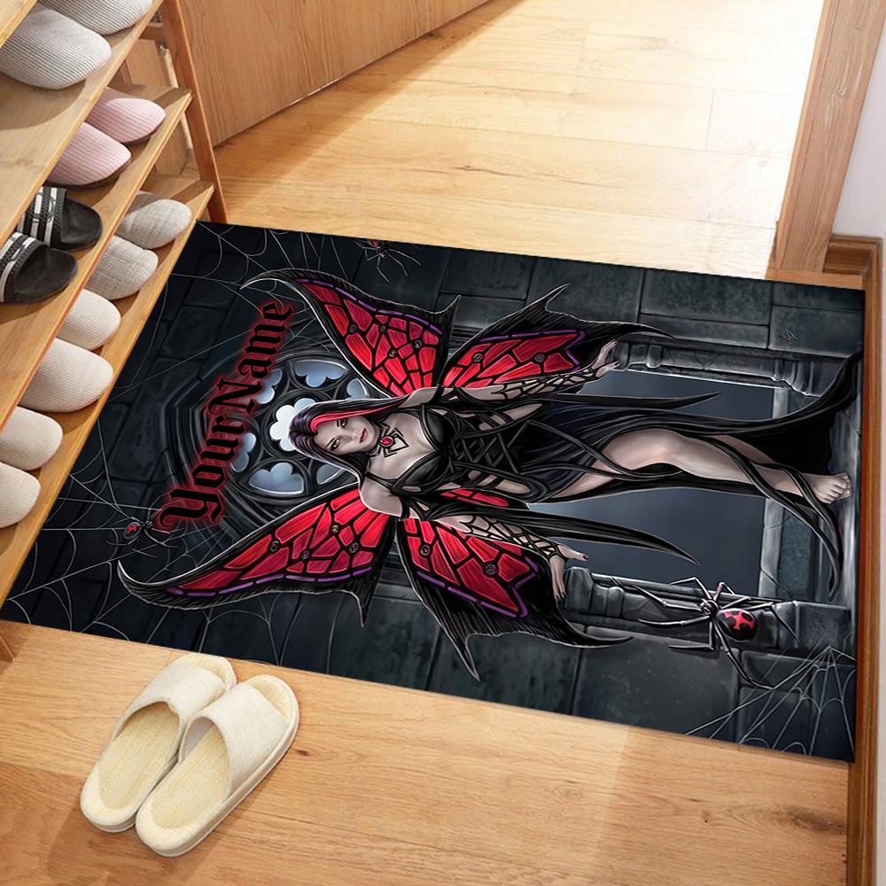 Gothic Illustrations Customizable Name Floor Rug Office Rug Design for Bedrooms Dining Room Entryway Outdoor Antislip Carpet Decorate Offices