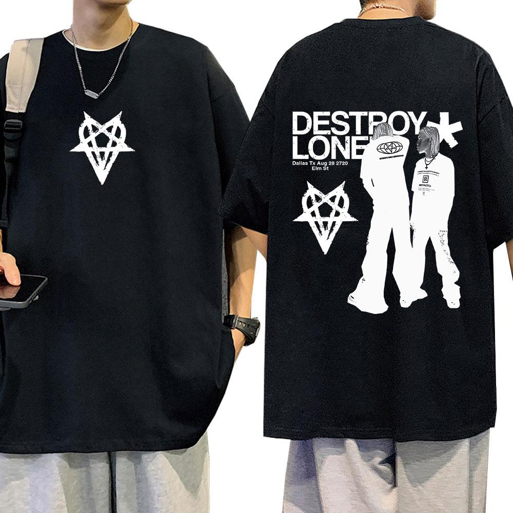 Rapper Destroy Lonely T-shirt Men Women Fashion Hip Hop Oversized T Shirts 100% Cotton Casual Short Sleeve T-shirts Streetwear