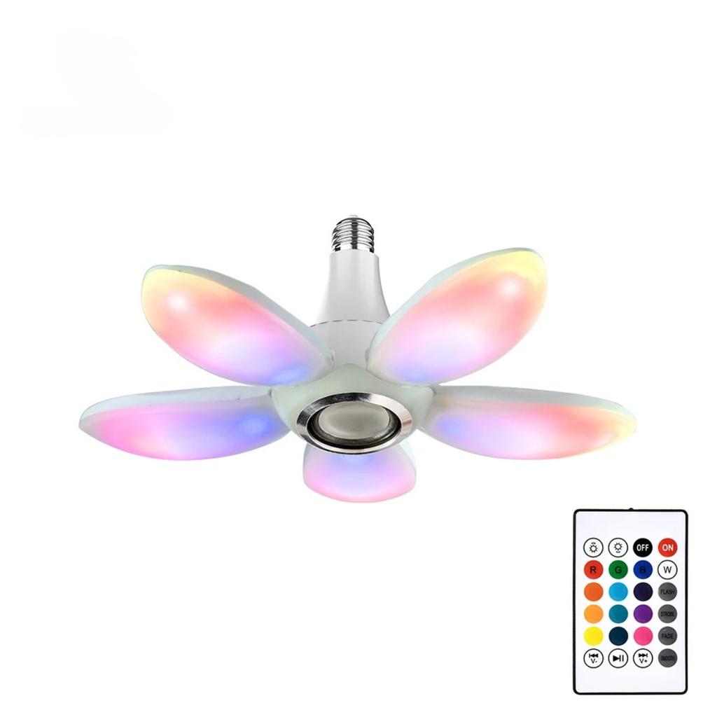 Lámpara LED Inteligente para el Hogar Plegable de Audio de Bombilla de Colores con Ritmo Musical de 45W Control Remoto Compatible con Bluetooth Deformable