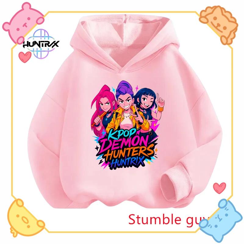 K-pop Demon Hunter Boy Hoodie for Kids Halloween Christmas Soft and Warm Fashion Anime Print Comfortable Pullover