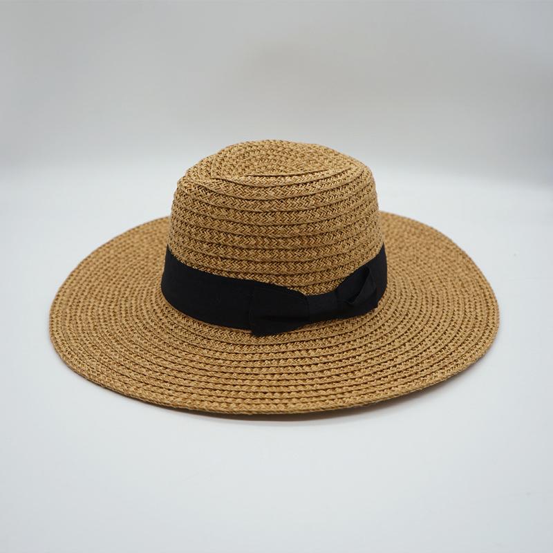 European, American And Korean Big Brim Beige Panama Jazz Top Hat Men And Women Summer Shading Vacation Beach Straw Hat Seaside
