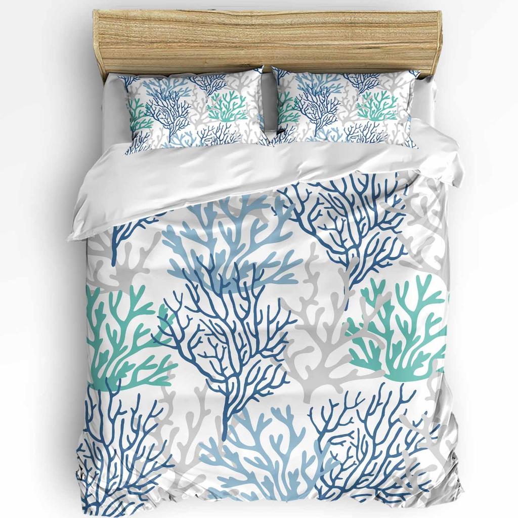 Ocean Starfish Coral Vessel Shell Duvet Cover with Pillow Case Custom 3pcs Bedding Set Quilt Cover Double Bed Home Textile