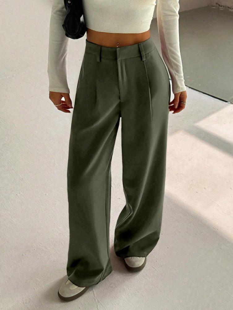 Fashion Women Loose Wide Leg Suit Pants High Waist Trousers Spring Autumn Casual Pants Ladies Elegant Solid Color Ladies Simple Long Trousers