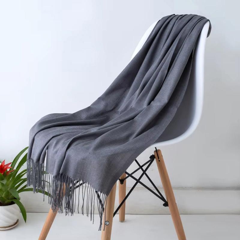 Luxury Design Brand Solid Women Cashmere Scarf Autumn Winter Warm Shawls Wraps  Men's Pashmina Tassel Scarves Female Foulard