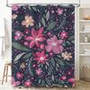 Pink Floral Shower Curtain Decorative Bathroom Waterproof Privacy Screen Window Treatment With Hooks For Home Decoration Dark Na