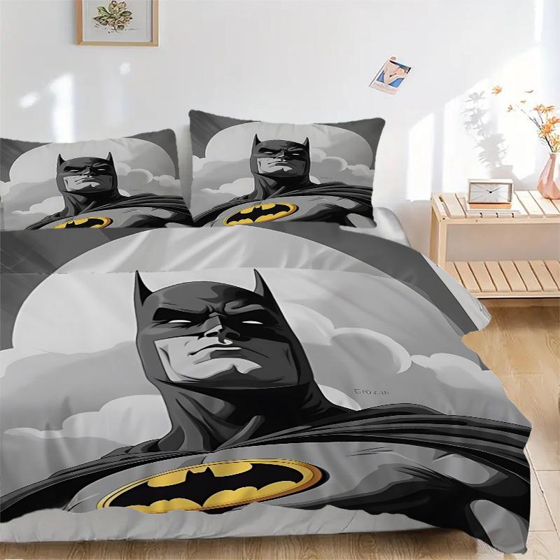 3pcs Batman Symbol Duvet Cover Set, 1 Duvet Cover + 2 Pillowcases (No Insert), High-Definition Print for All Seasons,Durable yy251103007