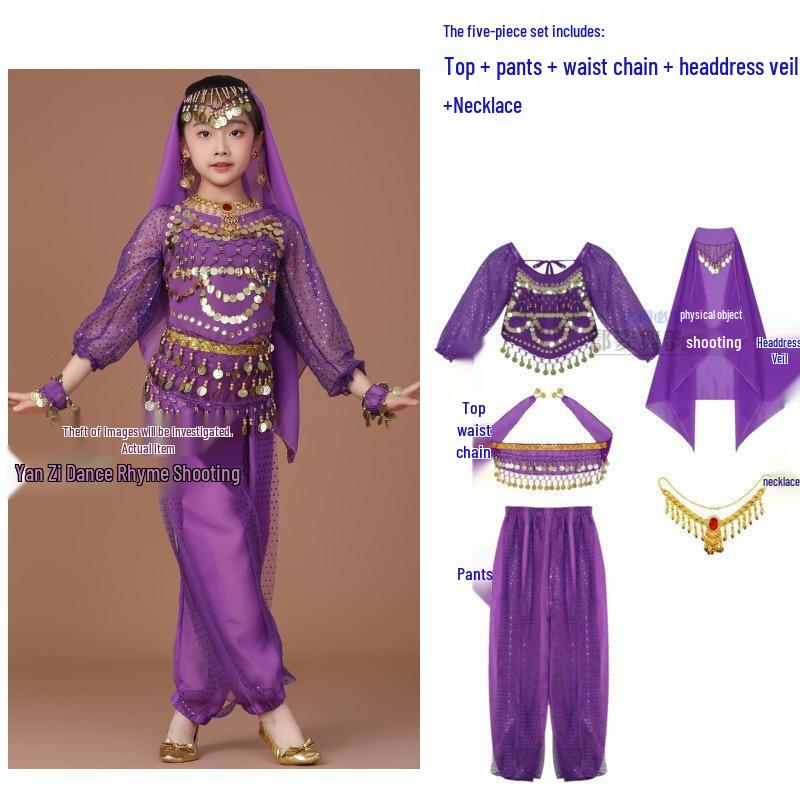 Children's Xinjiang Ethnic Dance Costume for Girls - Toddler Belly Dance Performance Outfit