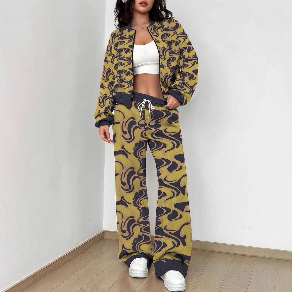 Retro Pattern Autumn And Winter New European And American Women'S Clothing Rose Printing Suit Women
