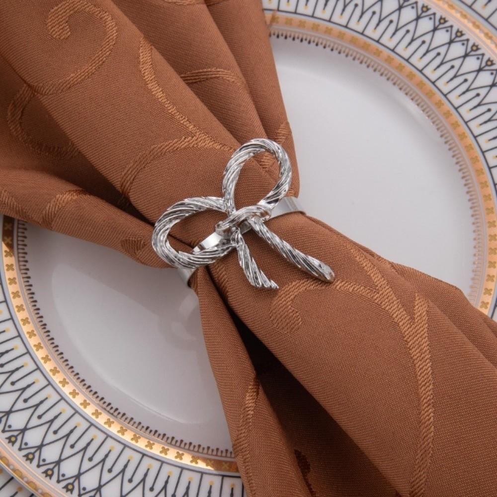 6 Pieces Zinc Zinc Zinc Alloy Metal Napkin Holder Elegant Napkin Buckle Tissue Ring Western Restaurant