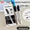 Dual-Tip Marker: Oil & Water-Based Black Marker for Children's Art, Tracing, and Logistics, Thick & Thin Lines.