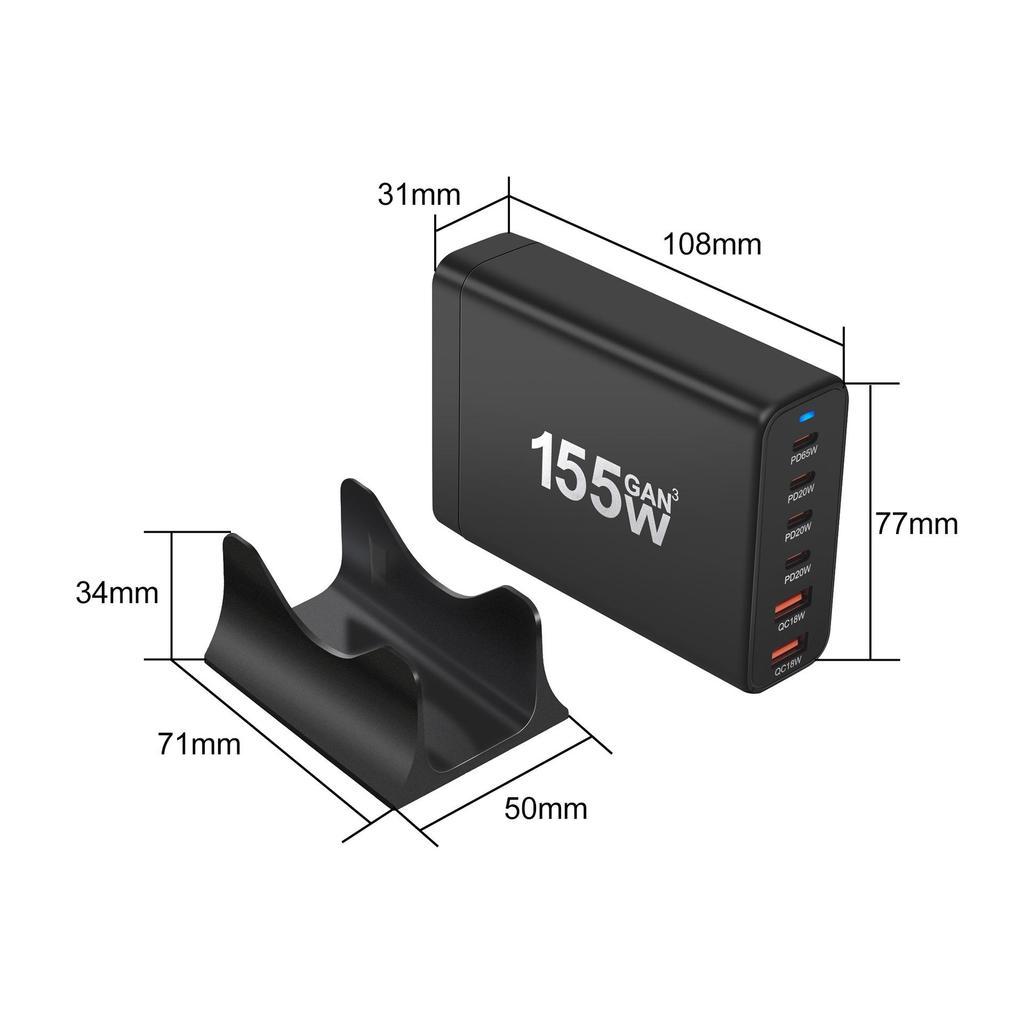 200W Multi-Port Desktop GaN Charger with 4C2A Direct Charging