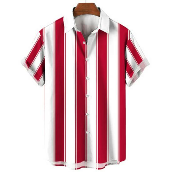Camicia Casual da Uomo a Maniche Corte a Righe Primavera 2025