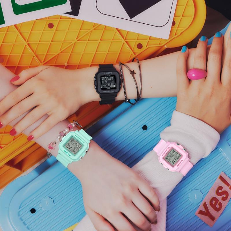 Casio Damski zegarek Baby-G z żywicy, wodoodporny do 100M, odporny na wstrząsy, z alarmem, kwarcowy, BGD-10-3